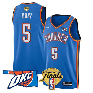 Men's Oklahoma City Thunder Jersey - Final Patch - All Stitched Luguentz Dort  - 5