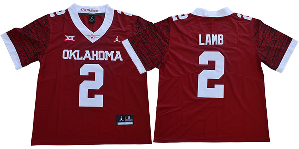 Men's Oklahoma Sooners #2 CeeDee Lamb Jordan Crimson Limited Football Jersey
