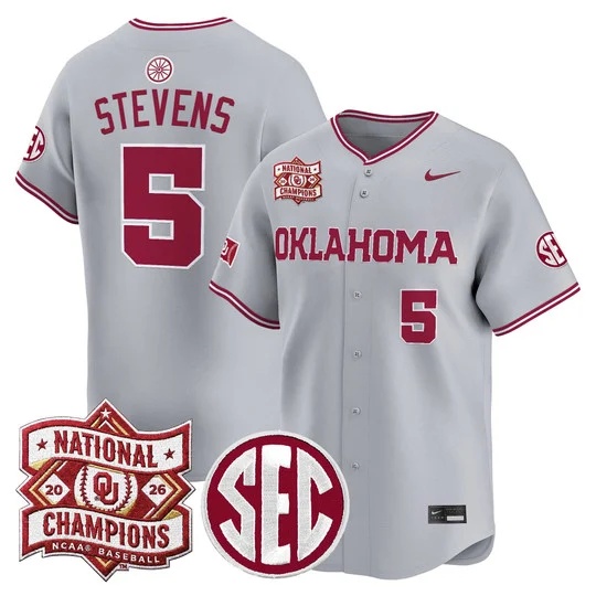 Men's Oklahoma Sooners 2026 National Champions Patch Vapor Premier Limited Jersey -  Nolan Stevens #  5