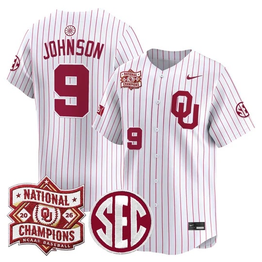 Men's Oklahoma Sooners 2026 National Champions Patch Vapor Premier Limited Jersey - A   Camden Johnson 9