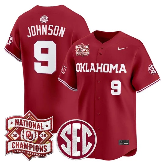 Men's Oklahoma Sooners 2026 National Champions Patch Vapor Premier Limited Jersey - Al     Camden Johnson