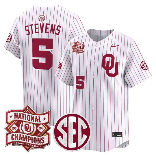Men's Oklahoma Sooners 2026 National Champions Patch Vapor Premier Limited Jersey - Al    Nolan Stevens 5