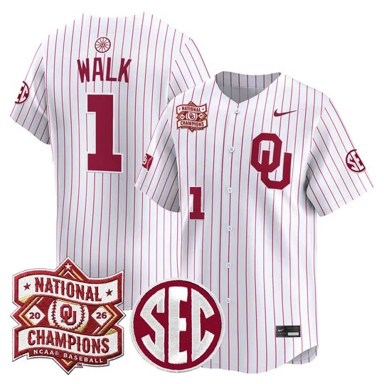 Men's Oklahoma Sooners 2026 National Champions Patch Vapor Premier Limited Jersey - All      Jason Walk#1