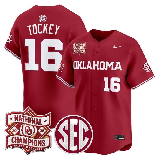 Men's Oklahoma Sooners 2026 National Champions Patch Vapor Premier Limited Jersey - All     Dayton Tockey