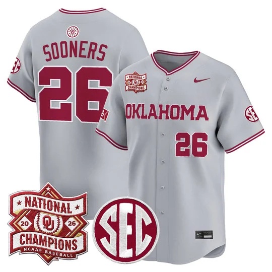 Men's Oklahoma Sooners 2026 National Champions Patch Vapor Premier Limited Jersey - All S # 26 Sooners #