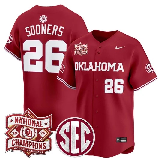 Men's Oklahoma Sooners 2026 National Champions Patch Vapor Premier Limited Jersey - All St    #26 Sooners