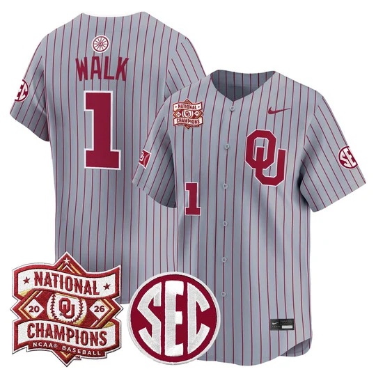 Men's Oklahoma Sooners 2026 National Champions Patch Vapor Premier Limited Jersey - All St   Jason Walk1