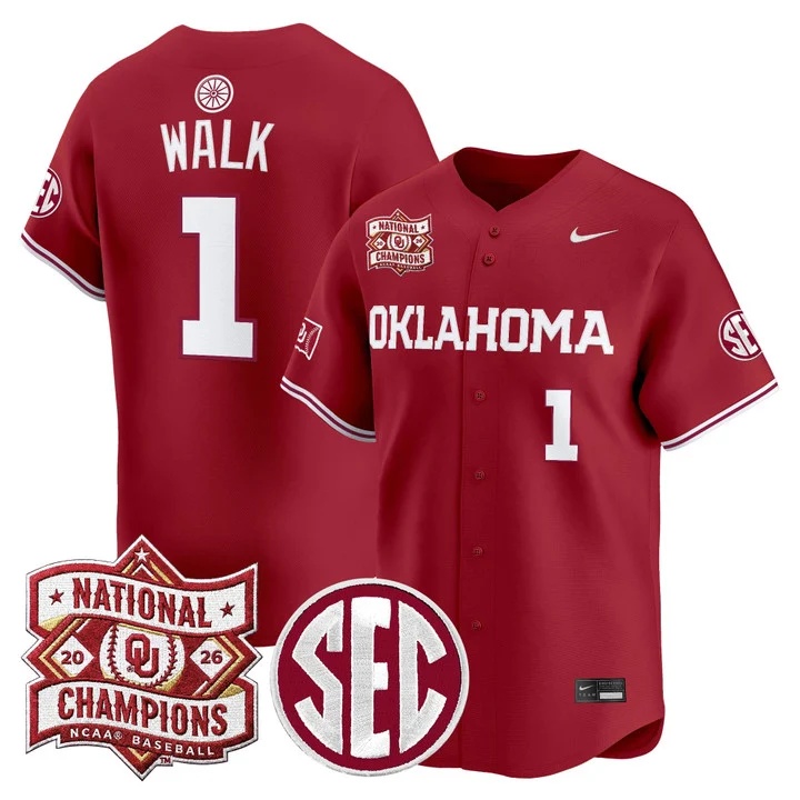 Men's Oklahoma Sooners 2026 National Champions Patch Vapor Premier Limited Jersey - All Sti  Jason Walk
