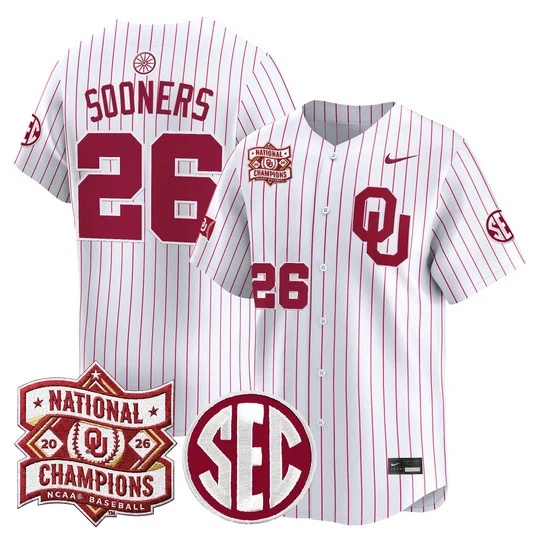 Men's Oklahoma Sooners 2026 National Champions Patch Vapor Premier Limited Jersey - All Sti#26    Sooners