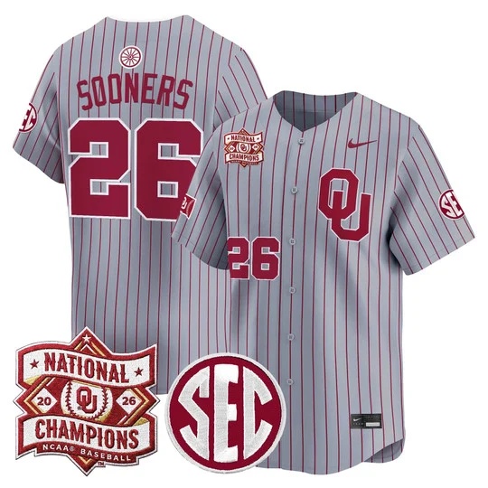 Men's Oklahoma Sooners 2026 National Champions Patch Vapor Premier Limited Jersey - All Stitc#26  Sooners