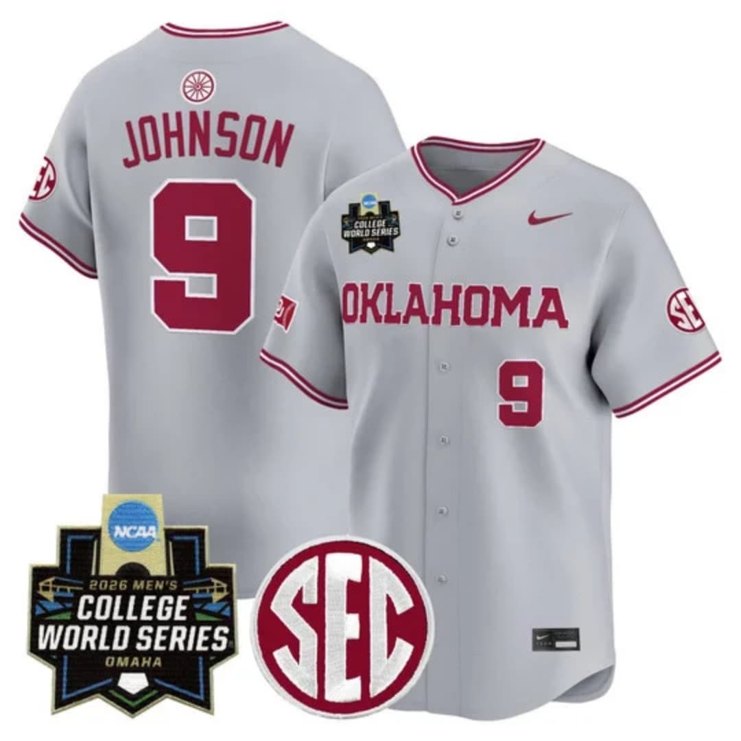 Men's Oklahoma Sooners 2026 World Series Vapor Premier Limited Jersey - All Stitched Camden Johnson # 9