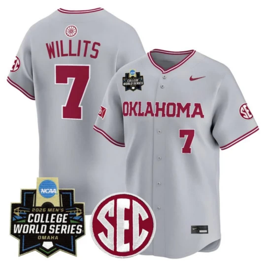 Men's Oklahoma Sooners 2026 World Series Vapor Premier Limited Jersey - All Stitched Jaxon Willits #7