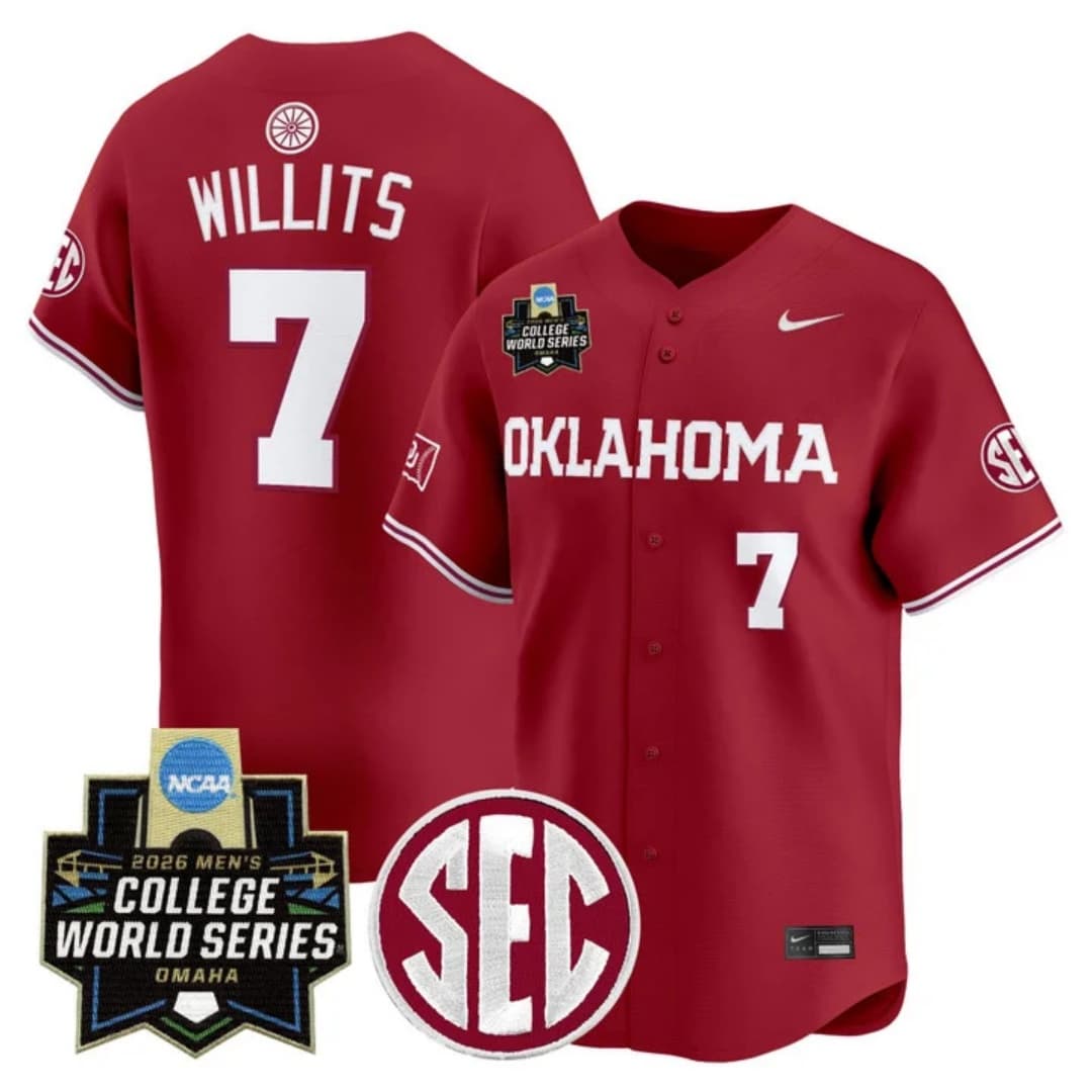Men's Oklahoma Sooners 2026 World Series Vapor Premier Limited Jersey - All Stitched Jaxon Willits
