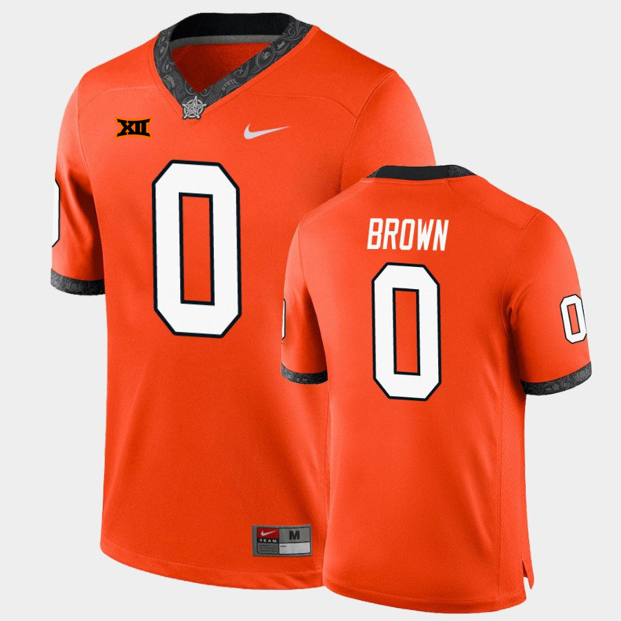 Men's Oklahoma State Cowboys #0 LD Brown Nike Orange College Football Jersey