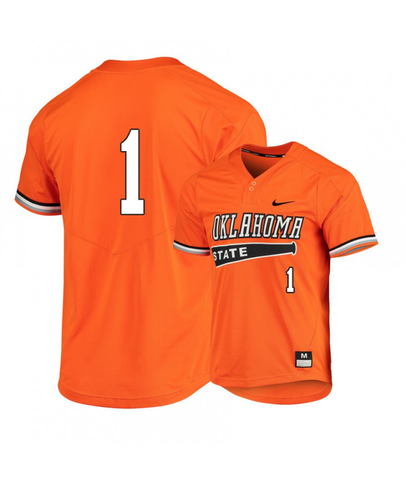 Men's Oklahoma State Cowboys #1 Hueston Morrill Nike Orange Pullover Baseball Jersey