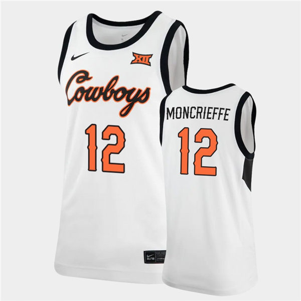 Men's Oklahoma State Cowboys #12 Matthew-Alexander Moncrieffe Nike white College Basketball Game Jersey