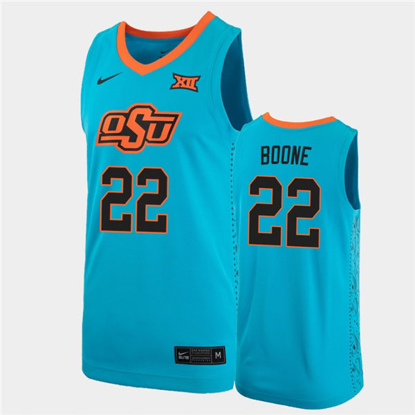 Men's Oklahoma State Cowboys #22 Kalib Boone Nike Turquoise Alternate College Basketball Jersey
