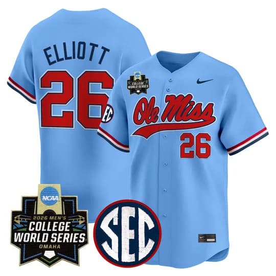 Men's Ole Miss 2026 World Series Vapor Premier Limited Jersey - All Stitched 26 Hunter Elliott