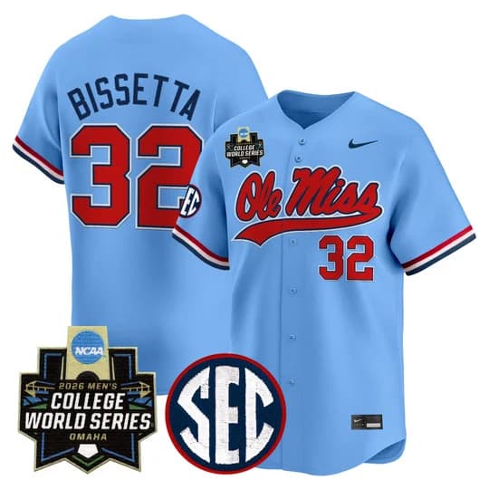 Men's Ole Miss 2026 World Series Vapor Premier Limited Jersey - All Stitched 32 Tristan Bissetta