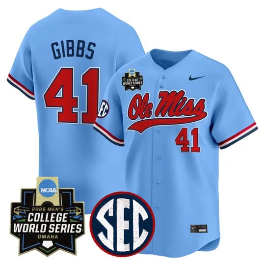 Men's Ole Miss 2026 World Series Vapor Premier Limited Jersey - All Stitched 41  Jake Gibbs