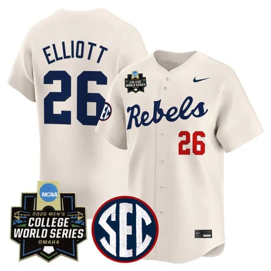 Men's Ole Miss 2026 World Series Vapor Premier Limited Jersey - All Stitched Hunter Elliott     26