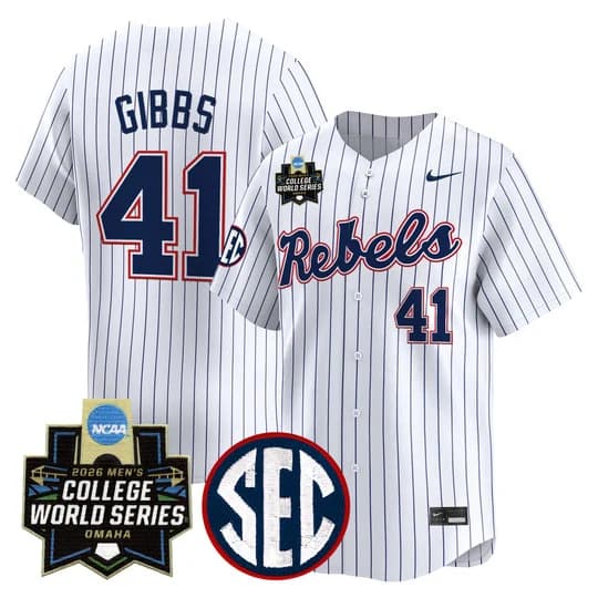 Men's Ole Miss 2026 World Series Vapor Premier Limited Jersey - All Stitched Jake Gibbs    41