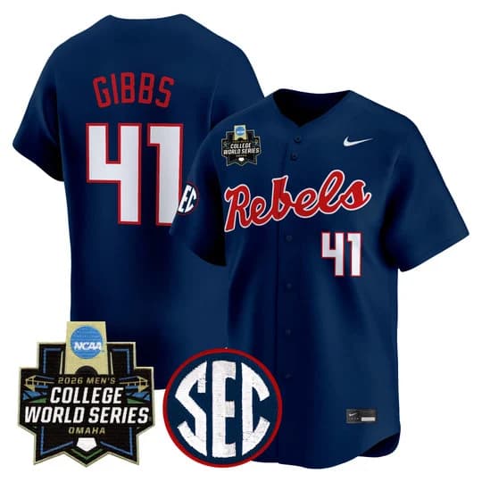 Men's Ole Miss 2026 World Series Vapor Premier Limited Jersey - All Stitched Jake Gibbs  41