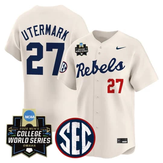 Men's Ole Miss 2026 World Series Vapor Premier Limited Jersey - All Stitched Judd Utermark   27