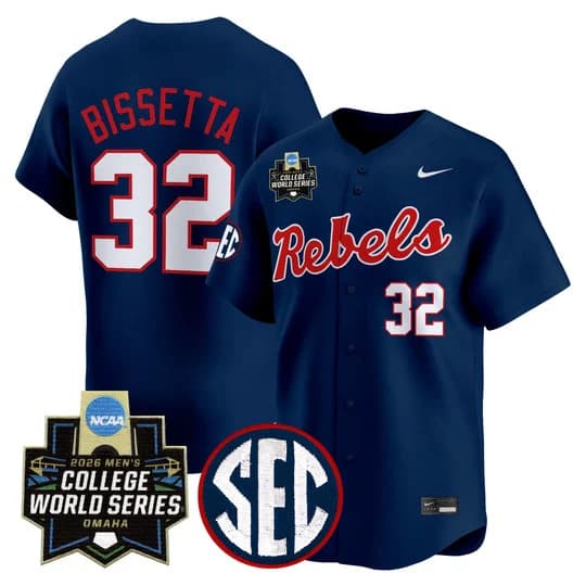 Men's Ole Miss 2026 World Series Vapor Premier Limited Jersey - All Stitched Tristan Bissetta