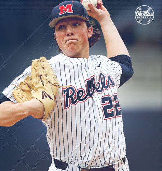 Men's Ole Miss Rebels #22 Ryan Rolison Nike White Pinstripe Baseball Jersey