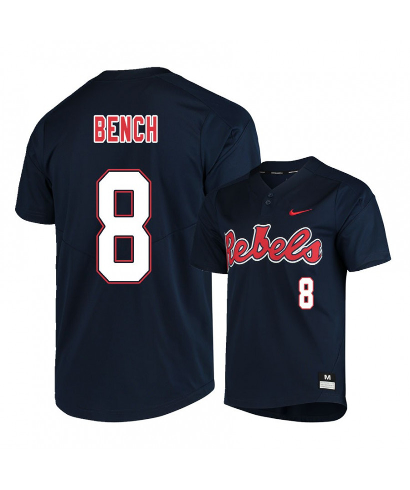 Men's Ole Miss Rebels #8 Justin Bench Nike Navy Baseball Jersey