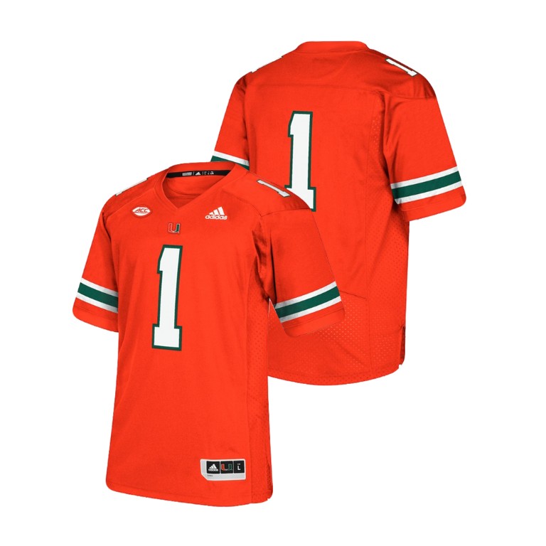 Men's Orange Adidas College Football Miami Hurricanes Premier Jersey Men's Jersey Miami Hurricanes College Football Orange Premier Jersey