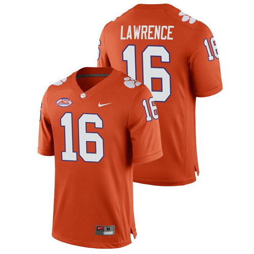 Men's Orange Clemson Tigers Trevor Lawrence College Football Home Game Jersey