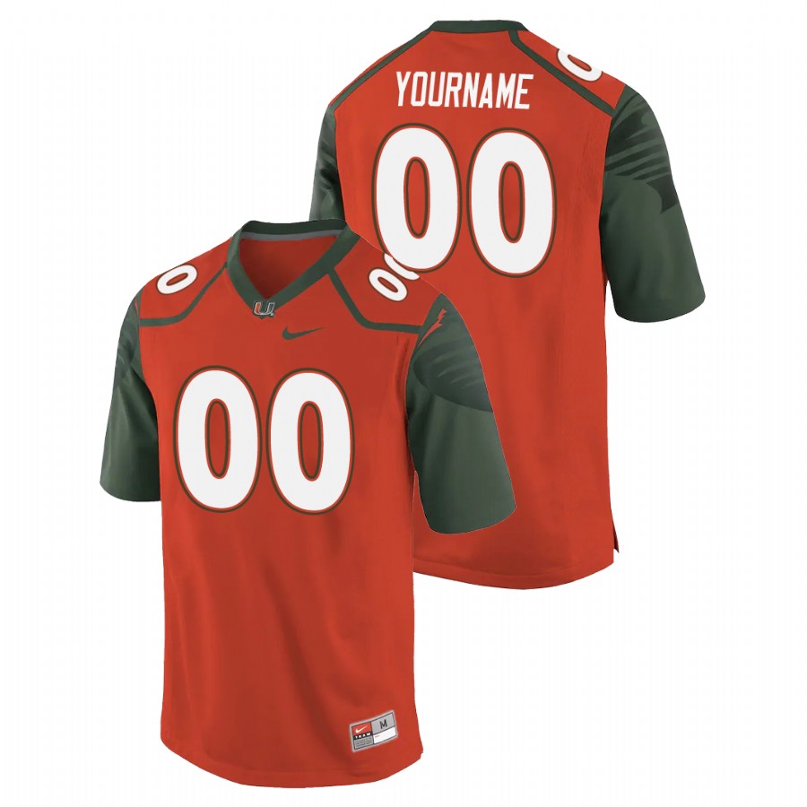 Men's Orange Miami Hurricanes Custom Replica College Football Jersey