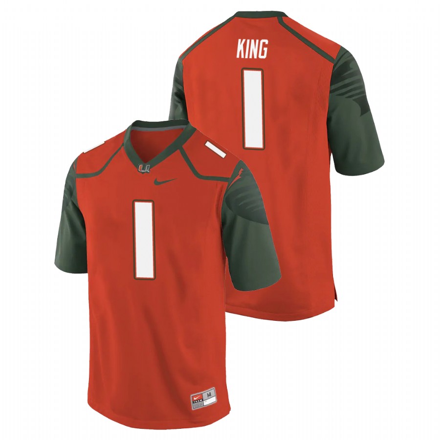 Men's Orange Miami Hurricanes D'Eriq King Replica College Football Jersey Men's Jersey Miami Hurricanes Orange D'Eriq King Replica College Football Jersey