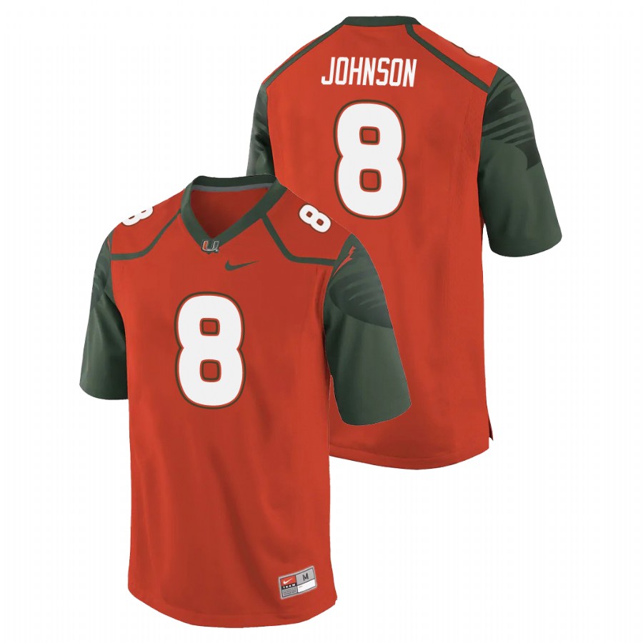 Men's Orange Miami Hurricanes Duke Johnson Replica College Football Jersey Men's Jersey Miami Hurricanes Orange Duke Johnson Replica College Football Jersey