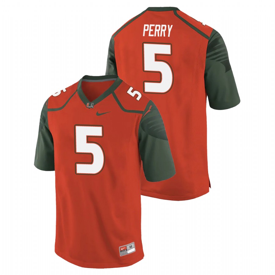 Men's Orange Miami Hurricanes N'Kosi Perry Replica College Football Jersey Men's Jersey Miami Hurricanes Orange N'Kosi Perry Replica College Football Jersey