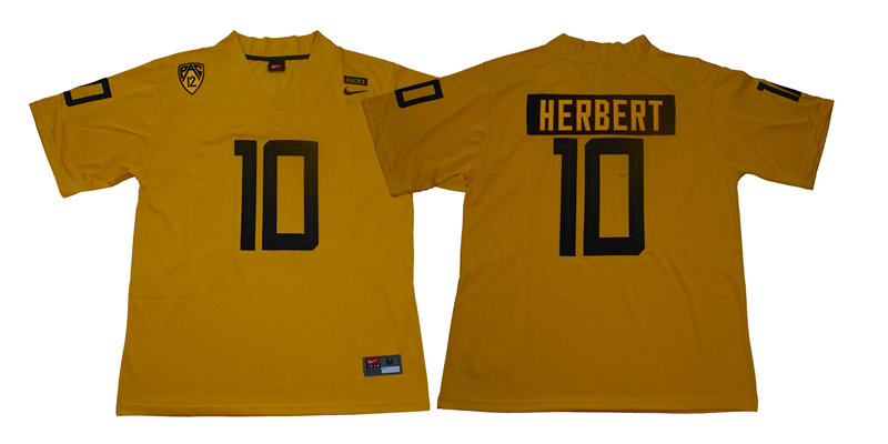 Men's Oregon Ducks #10 Justin Herbert Nike 2018 Yellow NCAA College Football Jersey