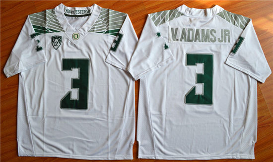 Men's Oregon Ducks #3 Vernon Adams Jr. NCAA Football Limited Jersey - White 