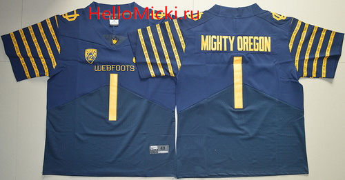 Men's Oregon Ducks 2016 Spring Game Mighty Oregon #1 Weebfoot 100th Rose Bowl Game Navy Blue Elite Jersey