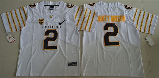 Men's Oregon Ducks 2016 Spring Game Mighty Oregon #2 Weebfoot 100th Rose Bowl Game White Elite Jersey