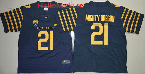 Men's Oregon Ducks 2016 Spring Game Mighty Oregon #21 Weebfoot 100th Rose Bowl Game Navy Blue Elite Jersey