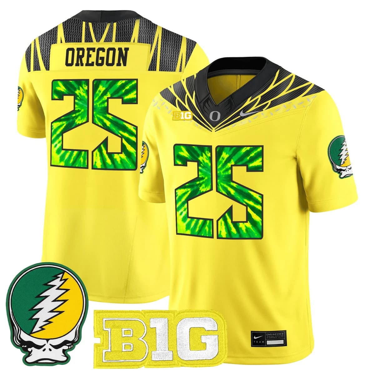 Men's Oregon Ducks 2025 Grateful Ducks Vapor Limited Jersey - All Stitched #25    Oregon