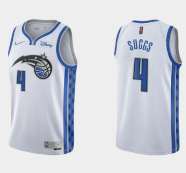 Men's Orlando Magic #4 Jalen Suggs White Earned Edition Stitched Swingman Jersey