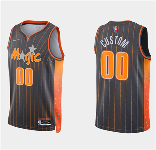 Men's Orlando Magic Active Player Custom 2021 22 City Edition Black 75th Anniversary Stitched Swingman Jersey