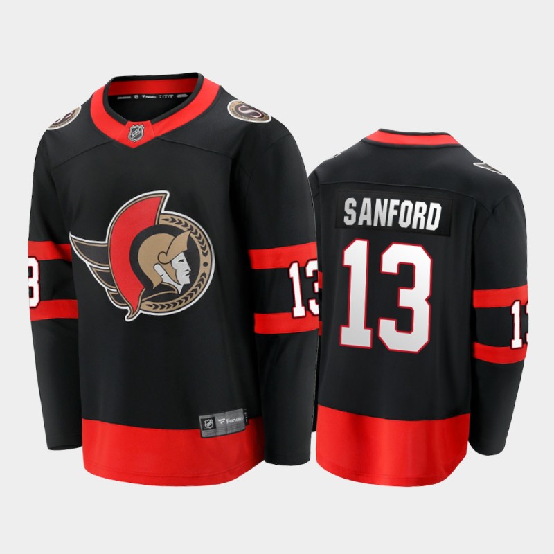 Men's Ottawa Senators #13 Zach Sanford Stitched adidas Home Black Player Jersey Stitched