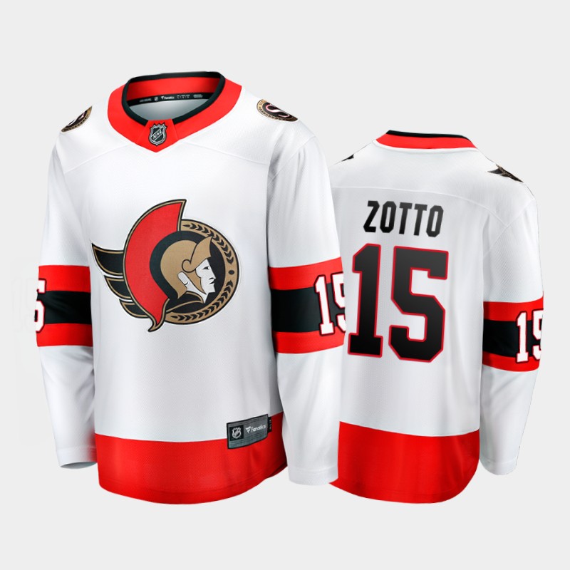 Men's Ottawa Senators #15 Michael Del Zotto Adidas 2020-21 White Red Away Player Jersey Stitched