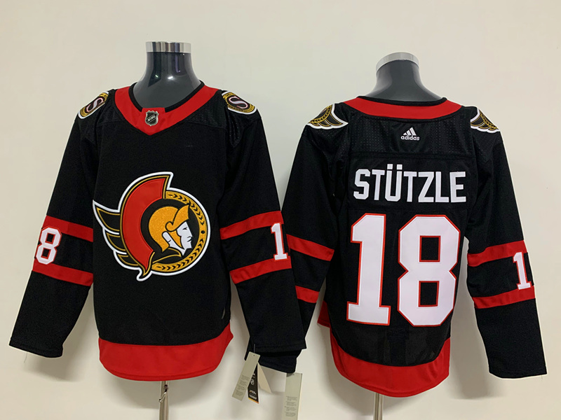 Men's Ottawa Senators #18 Tim Stutzle Tim Stuetzle adidas Black Home Jersey Stitched