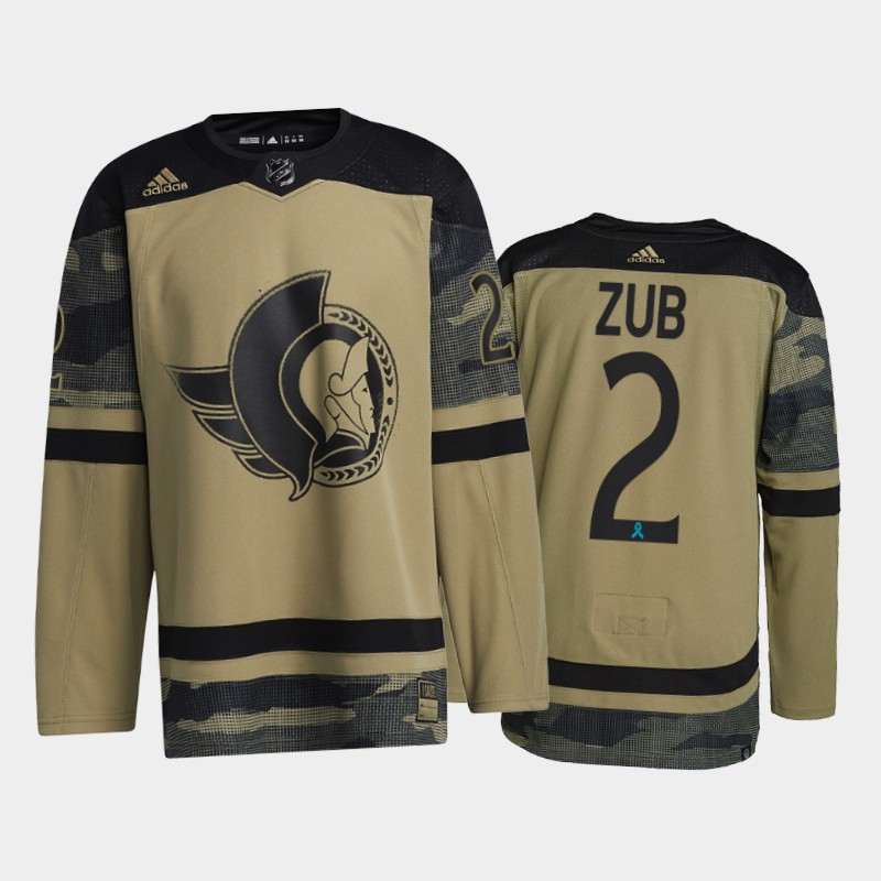 Men's Ottawa Senators #2 Artyom Zub Camo Canadian Armed Force 2021 CAF Night Jersey Stitched