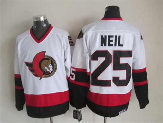 Men's Ottawa Senators #25 Chris Neil 1997-98 White CCM Vintage Throwback Jersey Stitched